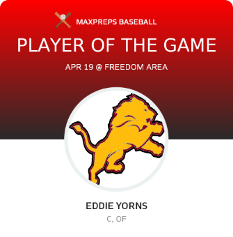 #25 Eddie Yorns Player of the Game badge