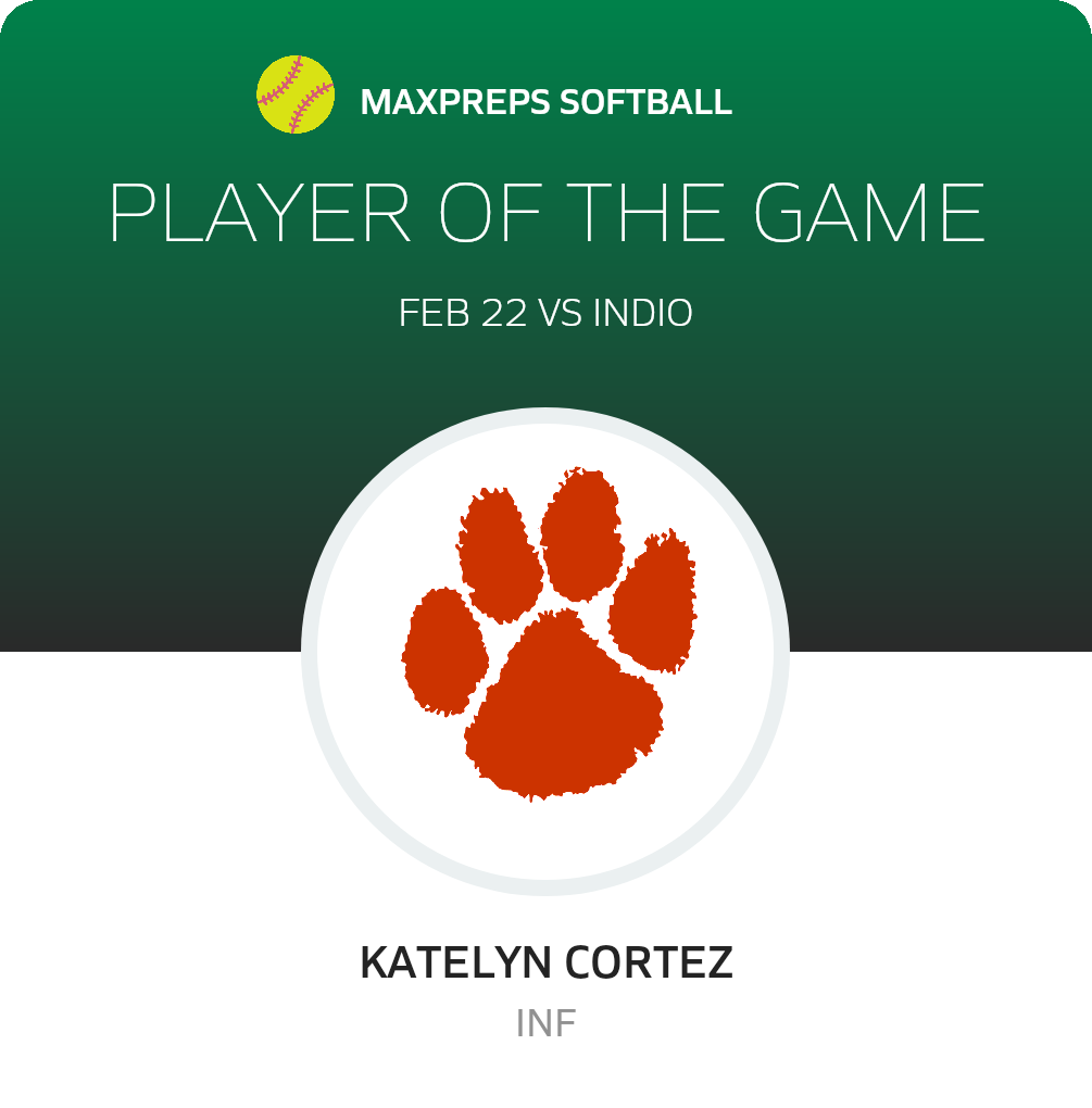 #7 Katelyn Cortez Player of the Game badge