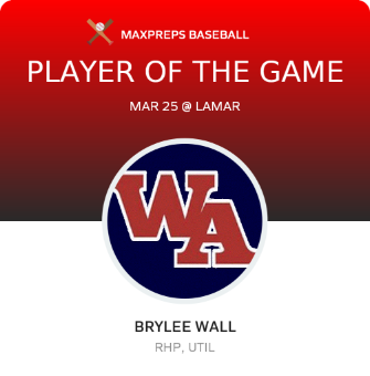 #28 Brylee Wall Player of the Game badge