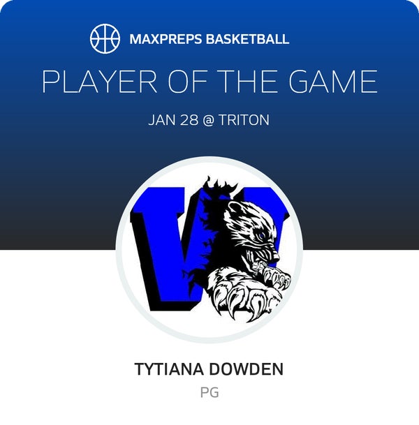 #10 Tytiana Dowden Player of the Game badge