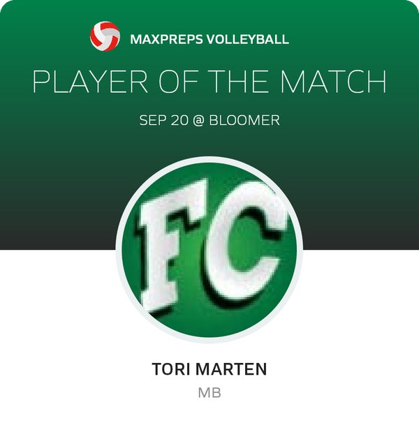 #12 Tori Marten Player of the Game badge