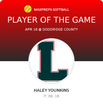 #25 Haley Younkins Player of the Game badge