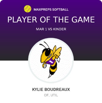#13 Kylie Boudreaux Player of the Game badge