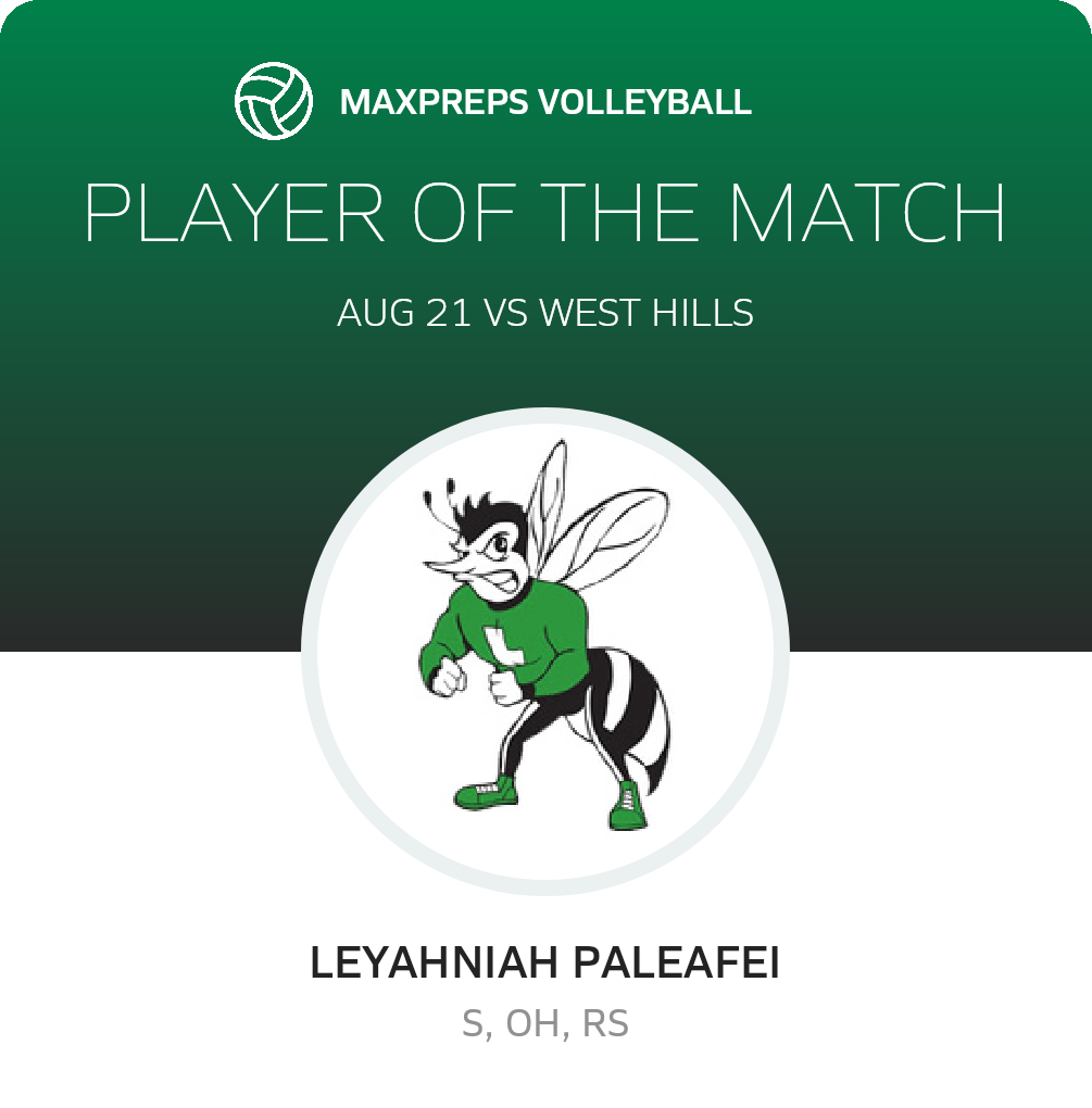 #44 Leyahniah Paleafei Player of the Game badge