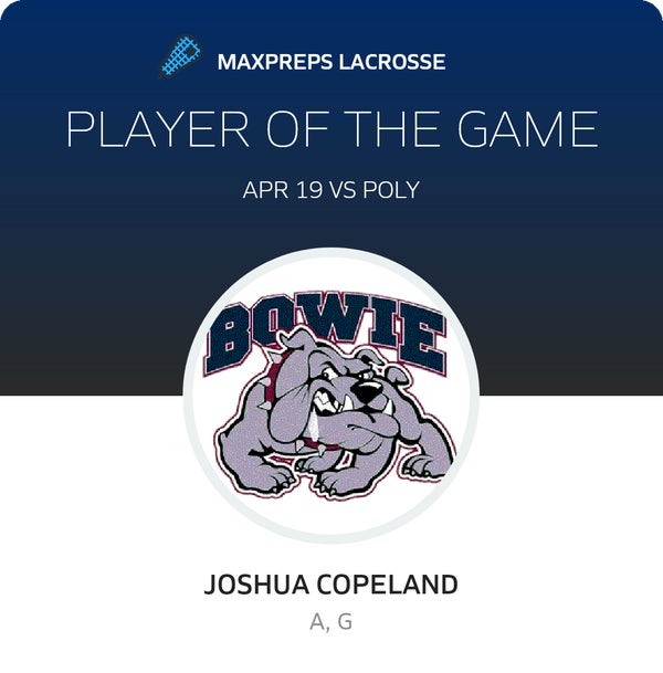 #2 Joshua Copeland Player of the Game badge