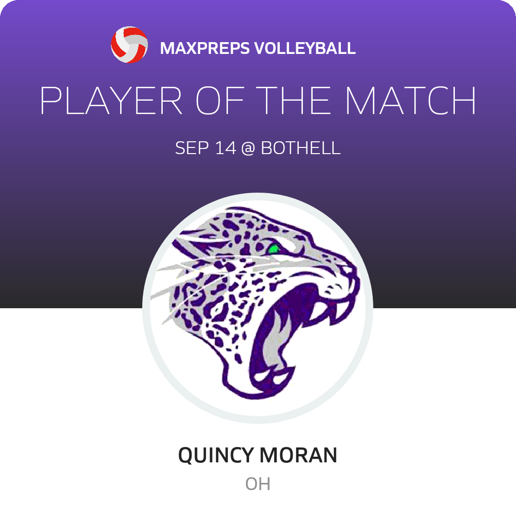#9 Quincy Moran Player of the Game badge