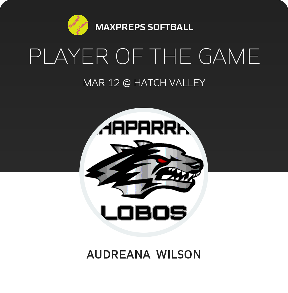 #7 Audreana  Wilson Player of the Game badge