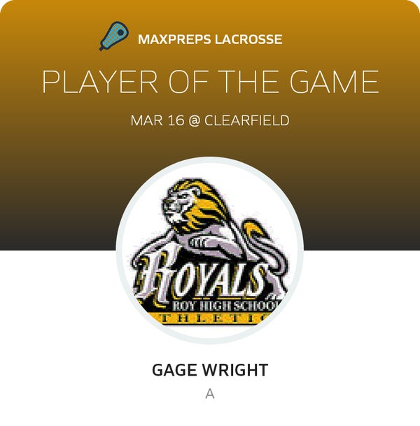 #24 Gage Wright Player of the Game badge