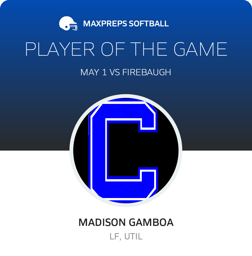 #9 Madison Gamboa Player of the Game badge
