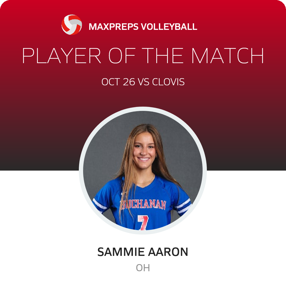 #7 Sammie Aaron Player of the Game badge