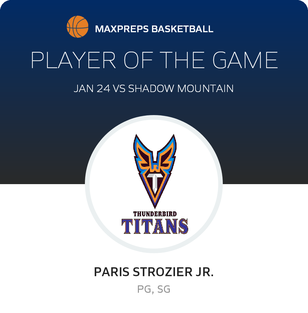 #3 Paris Strozier Jr. Player of the Game badge