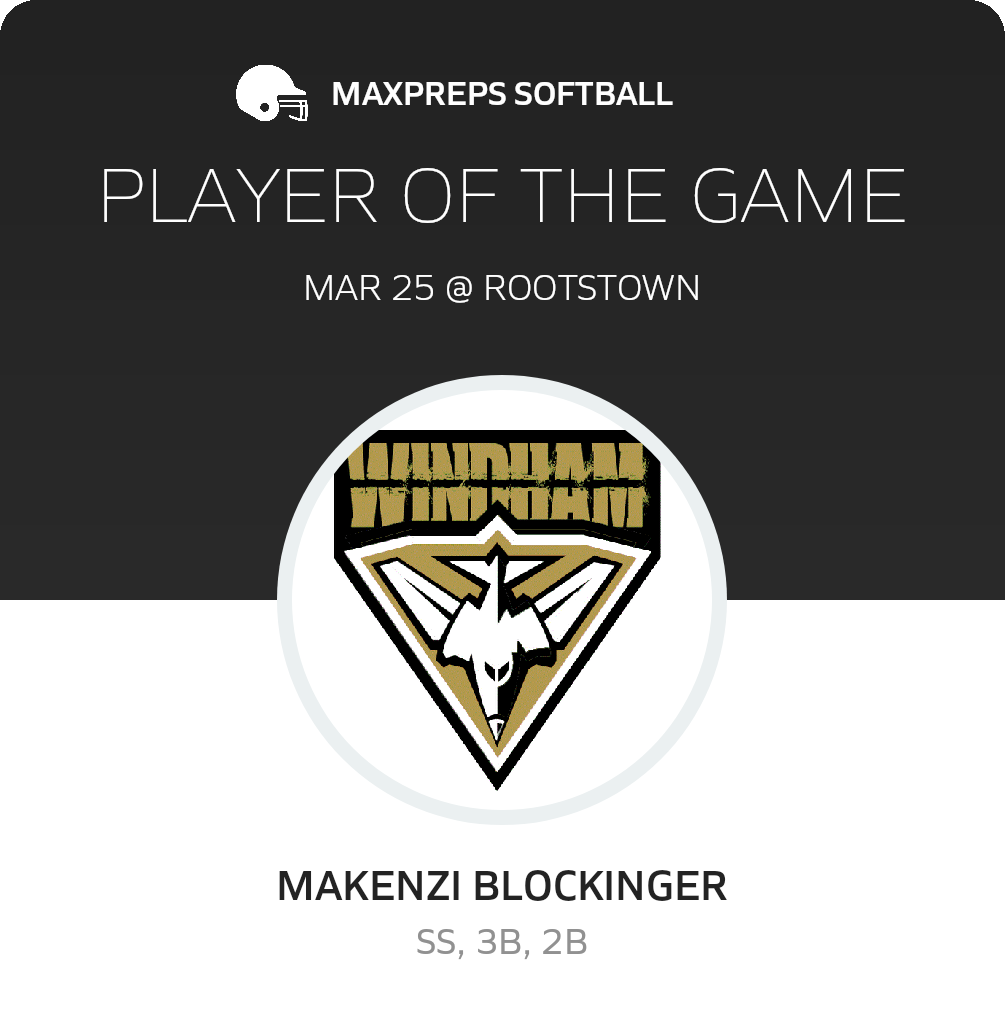 Makenzi Blockinger Player of the Game badge