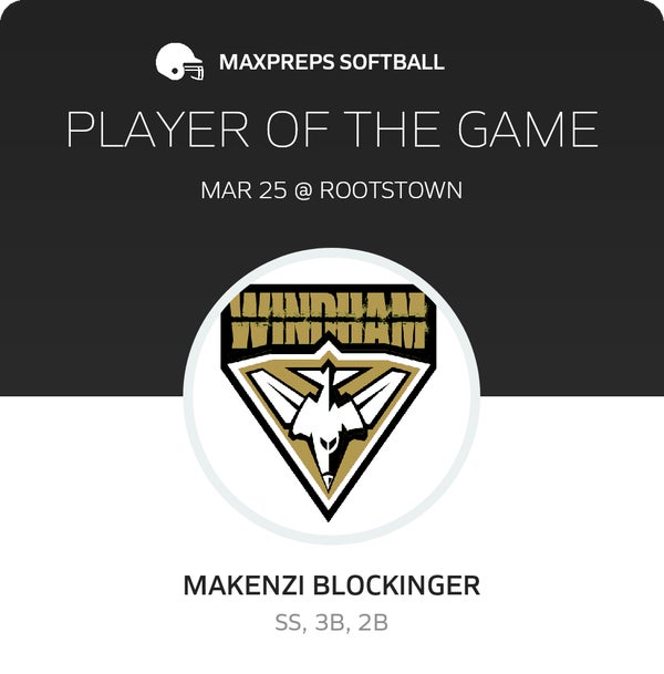 Makenzi Blockinger Player of the Game badge