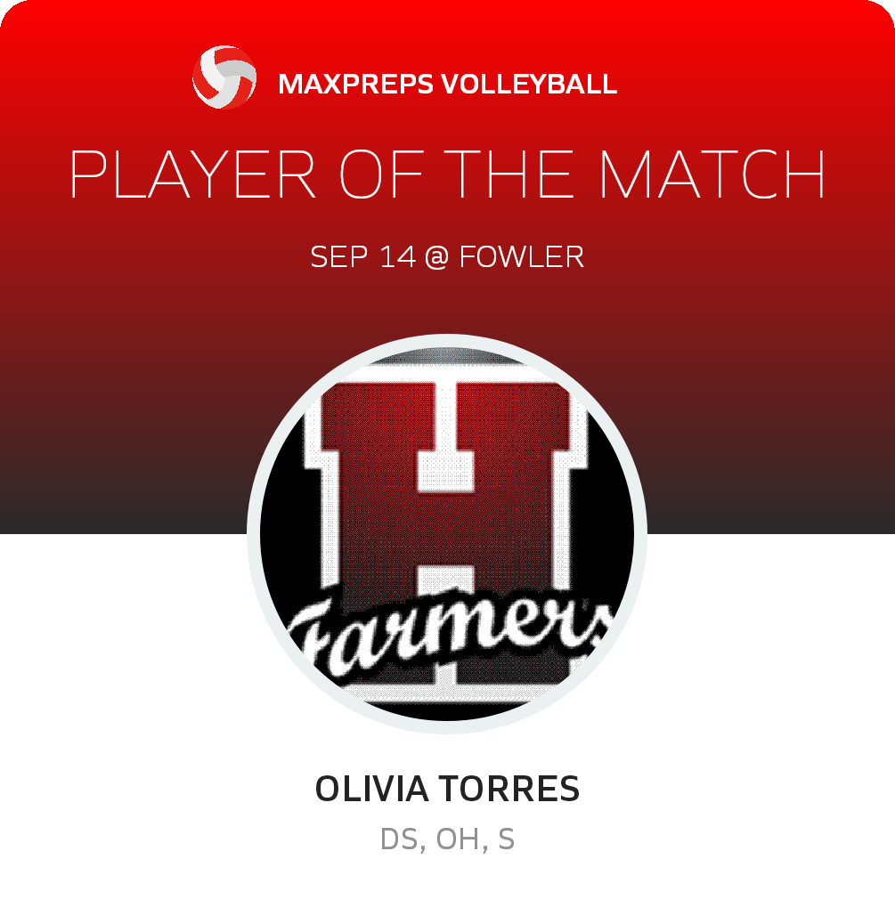 #10 Olivia Torres Player of the Game badge