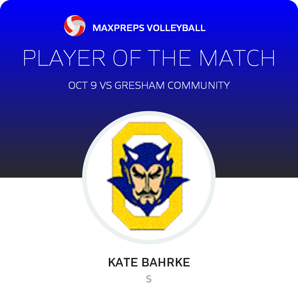 #7 Kate Bahrke Player of the Game badge