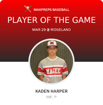 #7 Kaden Harper Player of the Game badge
