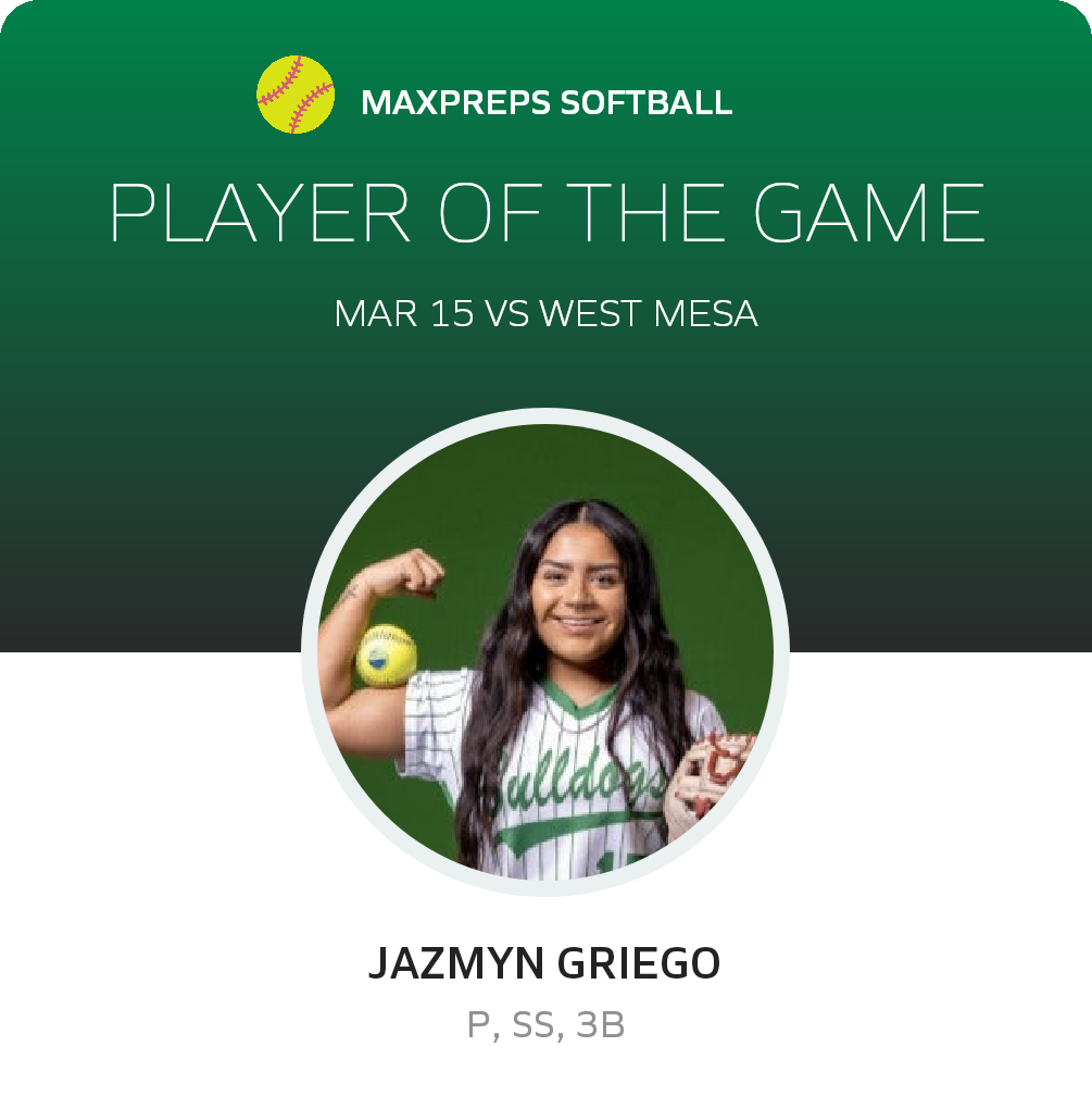 #15 Jazmyn Griego Player of the Game badge