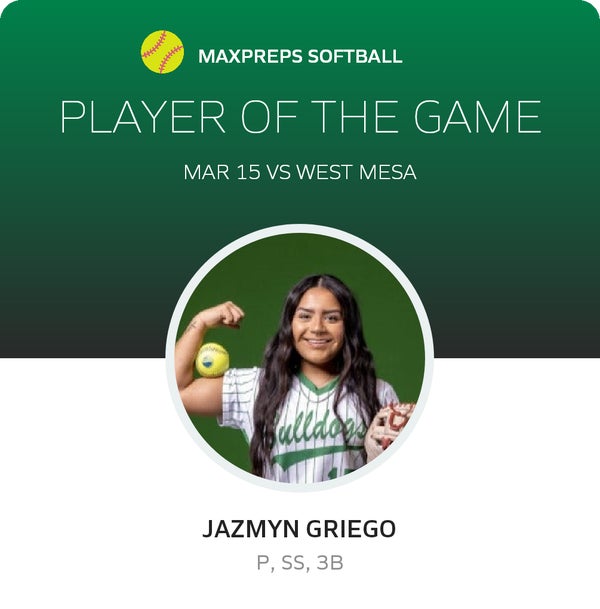 #15 Jazmyn Griego Player of the Game badge