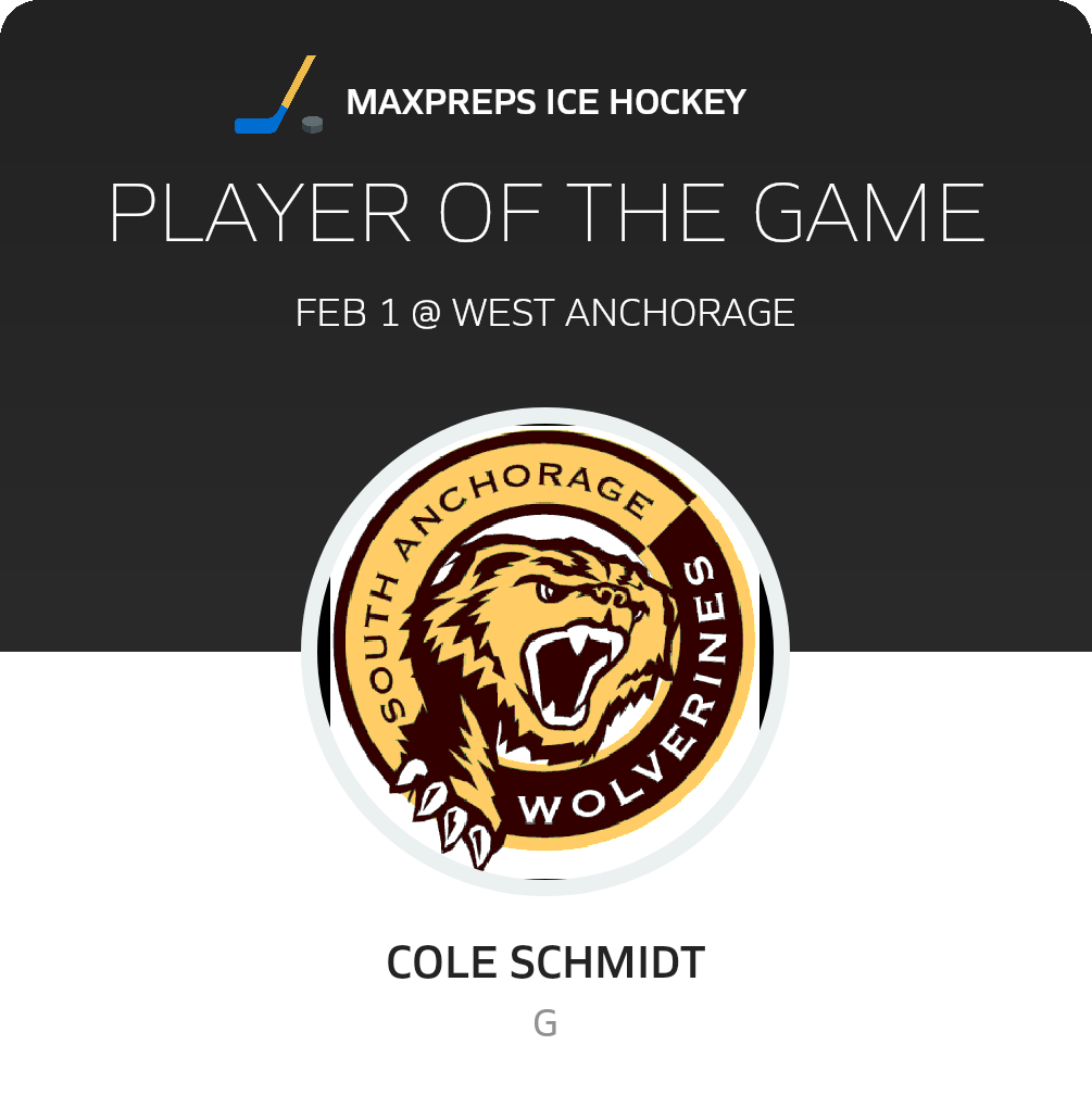#30 Cole Schmidt Player of the Game badge