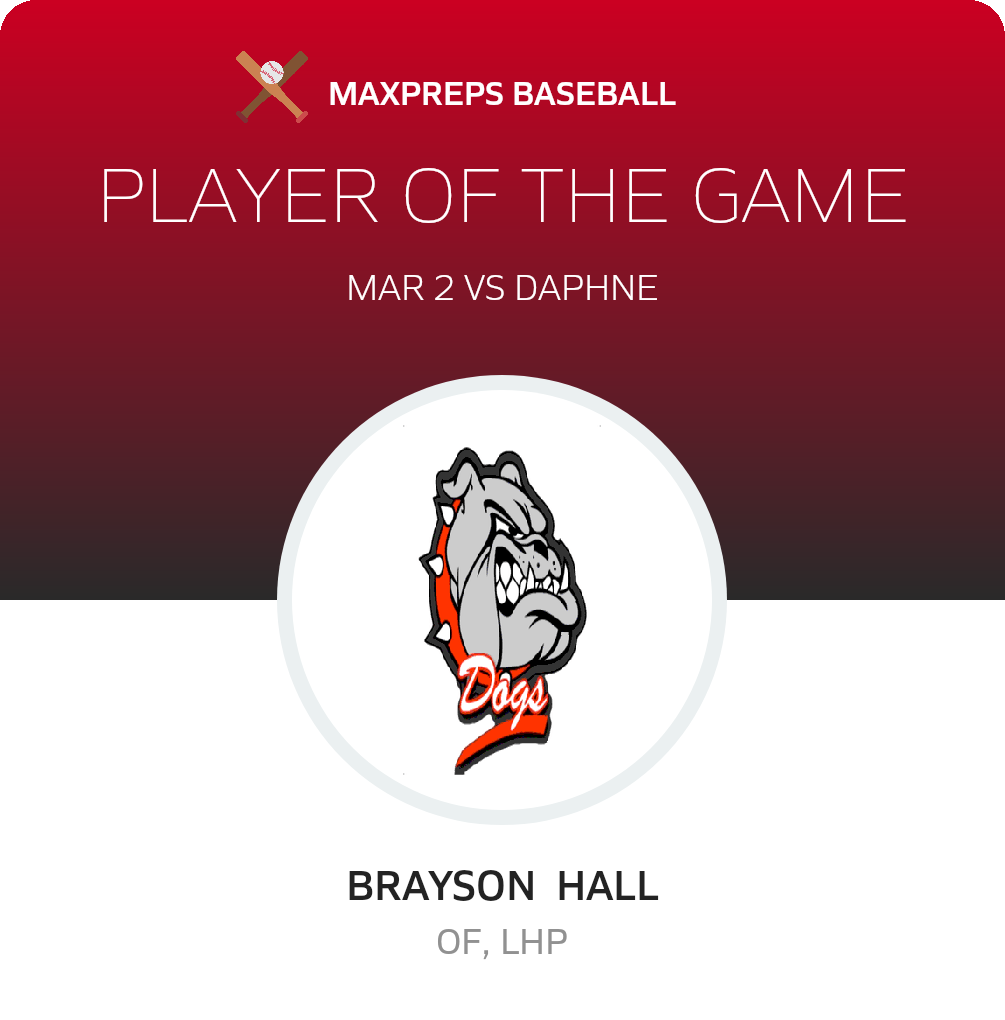 #13 Brayson Hall Player of the Game badge