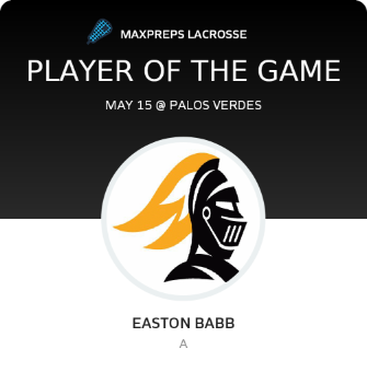 #5 Easton Babb Player of the Game badge