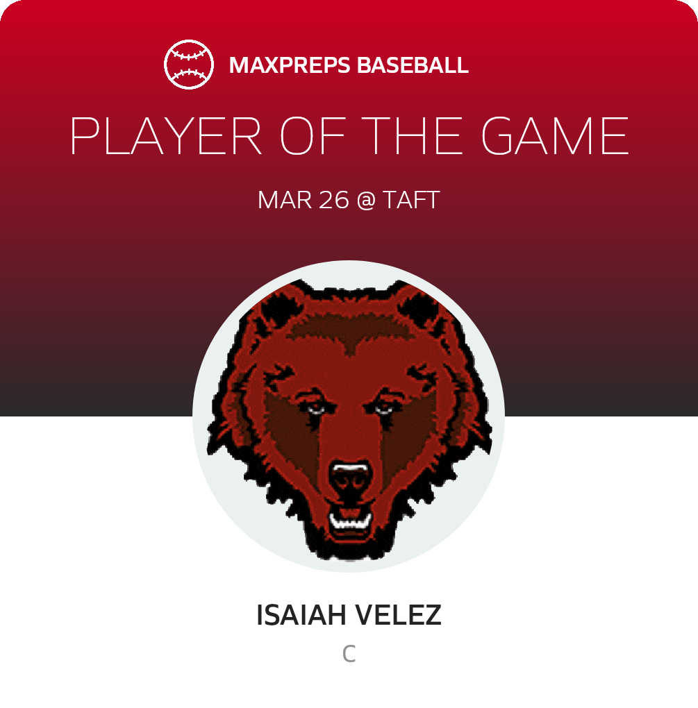 #7 Isaiah Velez Player of the Game badge