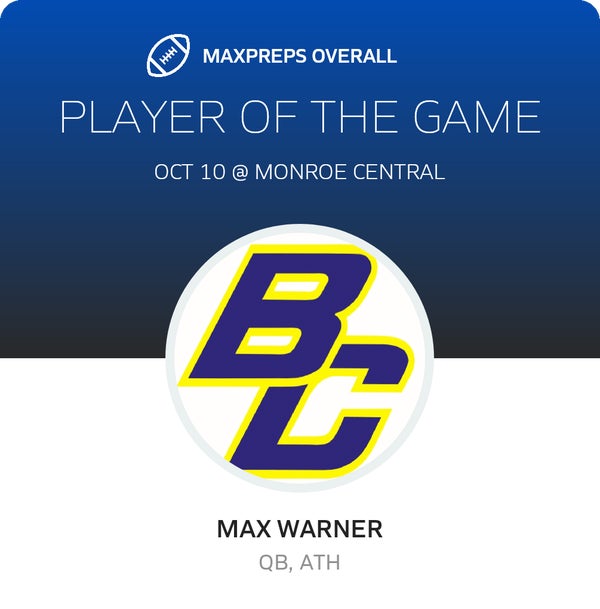 #12 Max Warner Player of the Game badge