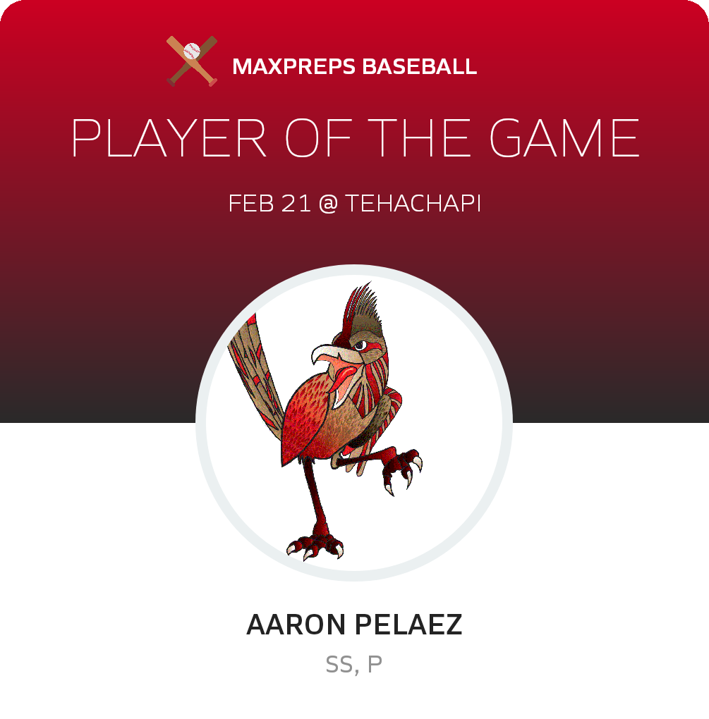 #12 Aaron Pelaez Player of the Game badge