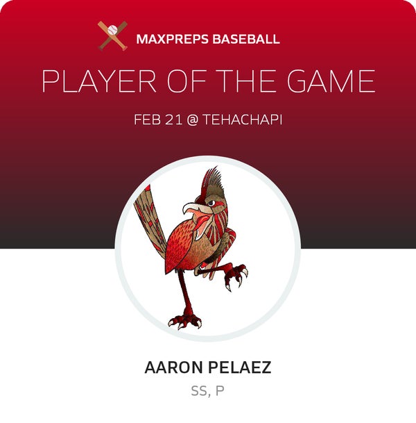#12 Aaron Pelaez Player of the Game badge