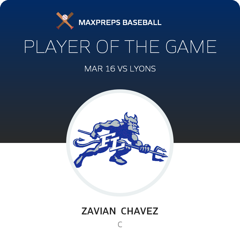 #19 Zavian  Chavez Player of the Game badge
