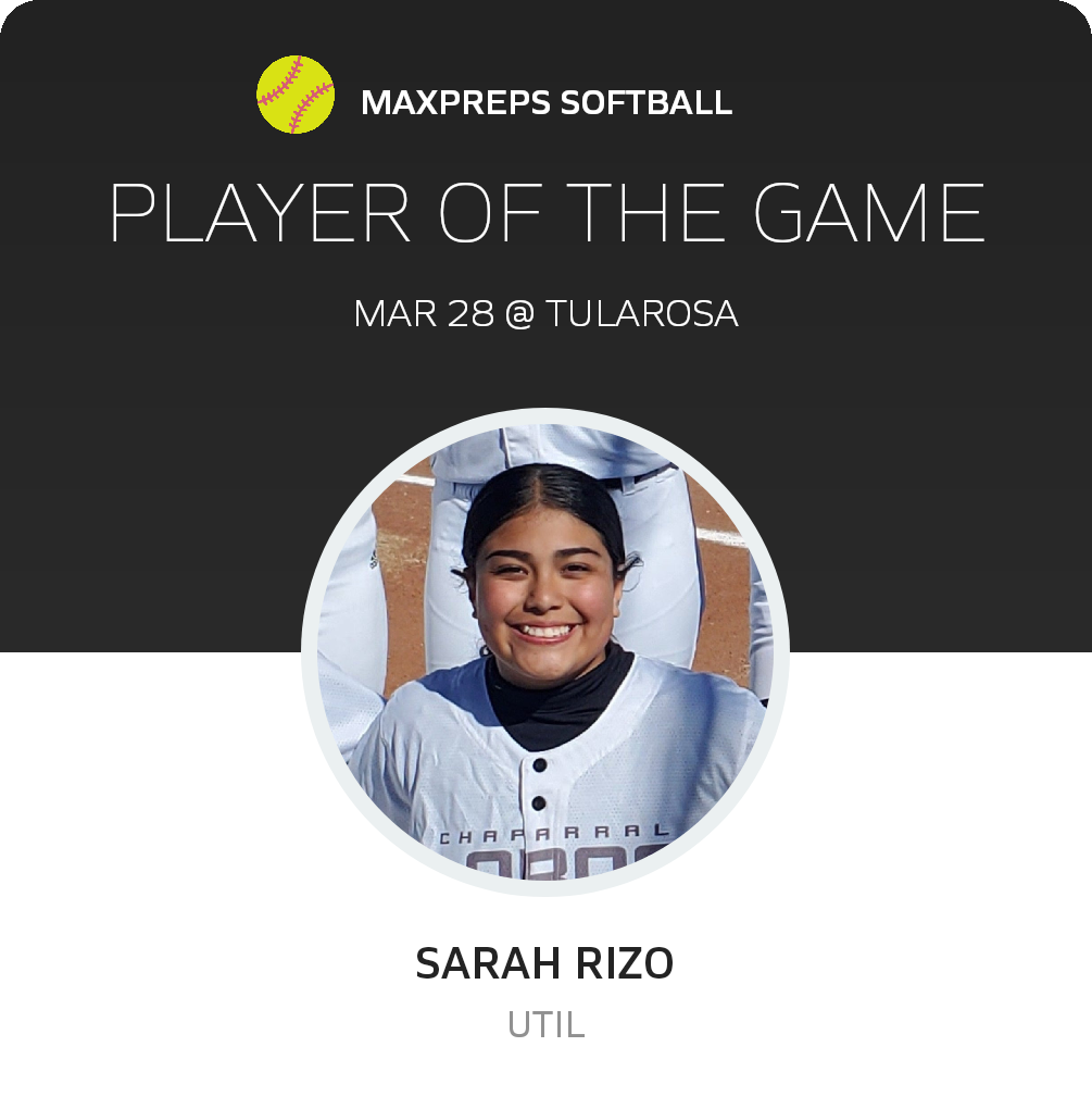 #12 Sarah Rizo Player of the Game badge
