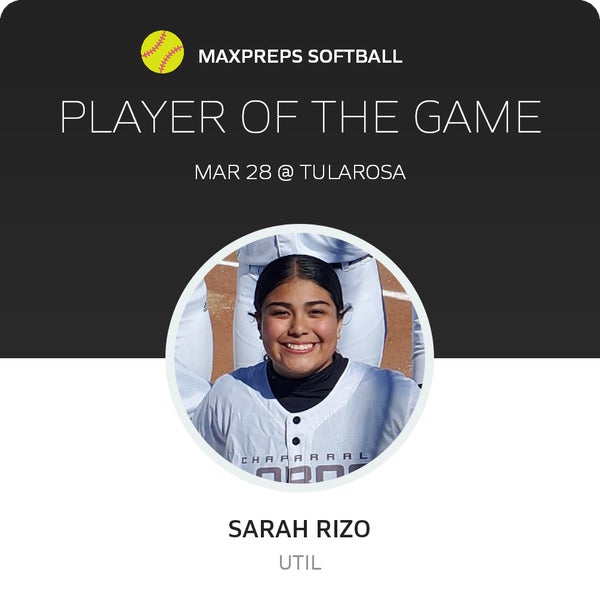 #12 Sarah Rizo Player of the Game badge