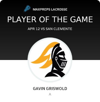 #16 Gavin Griswold Player of the Game badge