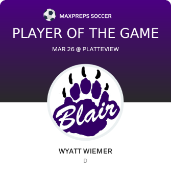 #5 Wyatt Wiemer Player of the Game badge