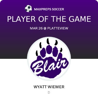 #5 Wyatt Wiemer Player of the Game badge