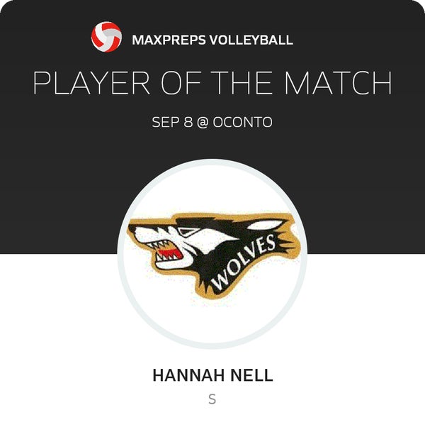 #8 Hannah Nell Player of the Game badge