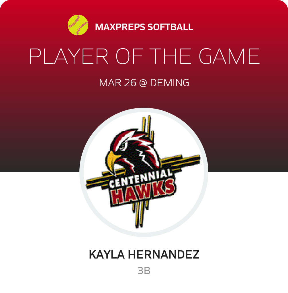 #5 Kayla Hernandez Player of the Game badge