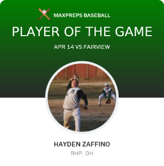 #34 Hayden Zaffino Player of the Game badge