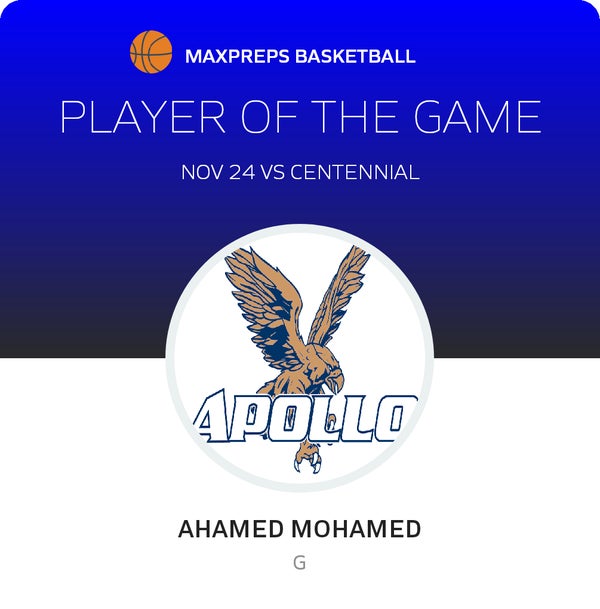 #21 Ahamed Mohamed Player of the Game badge