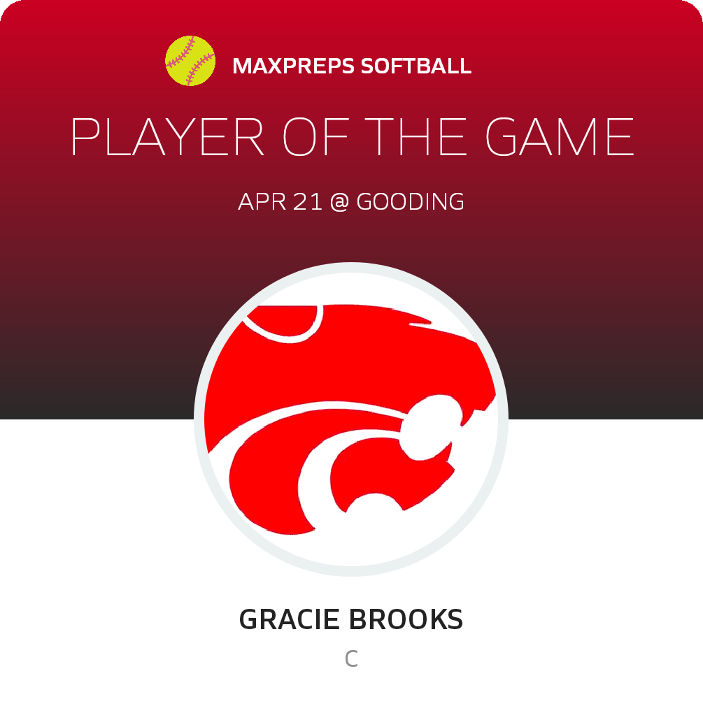 #8 Gracie Brooks Player of the Game badge