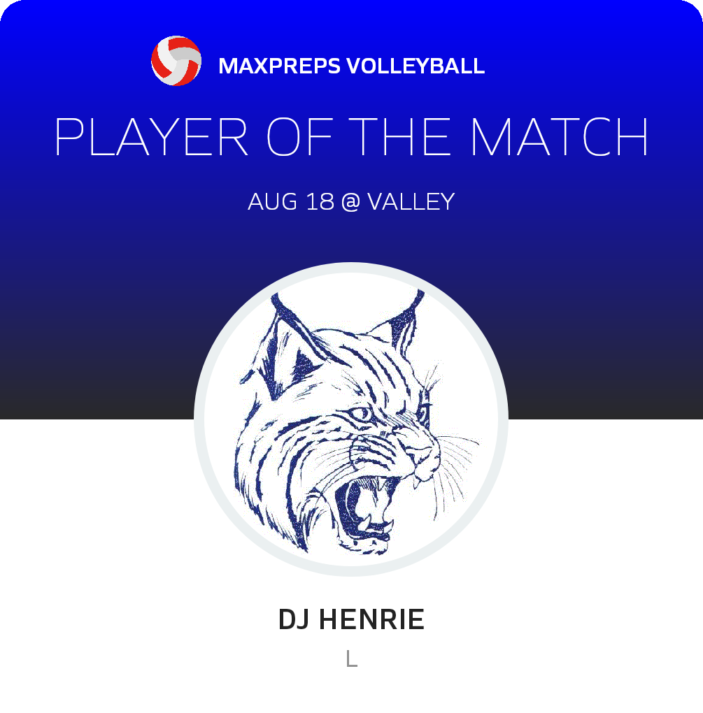 #26 DJ Henrie Player of the Game badge