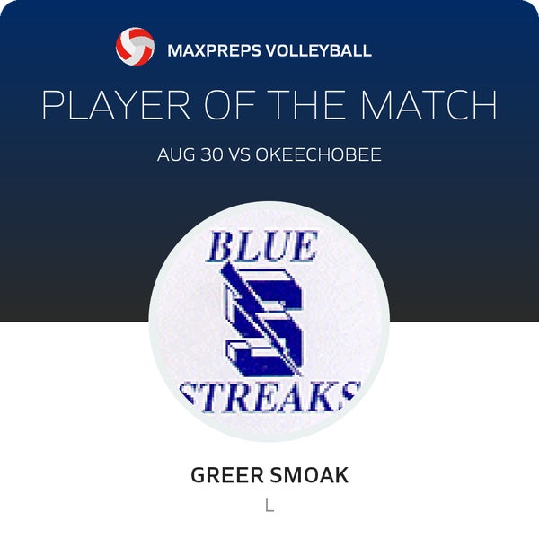 #11 Greer Smoak Player of the Game badge
