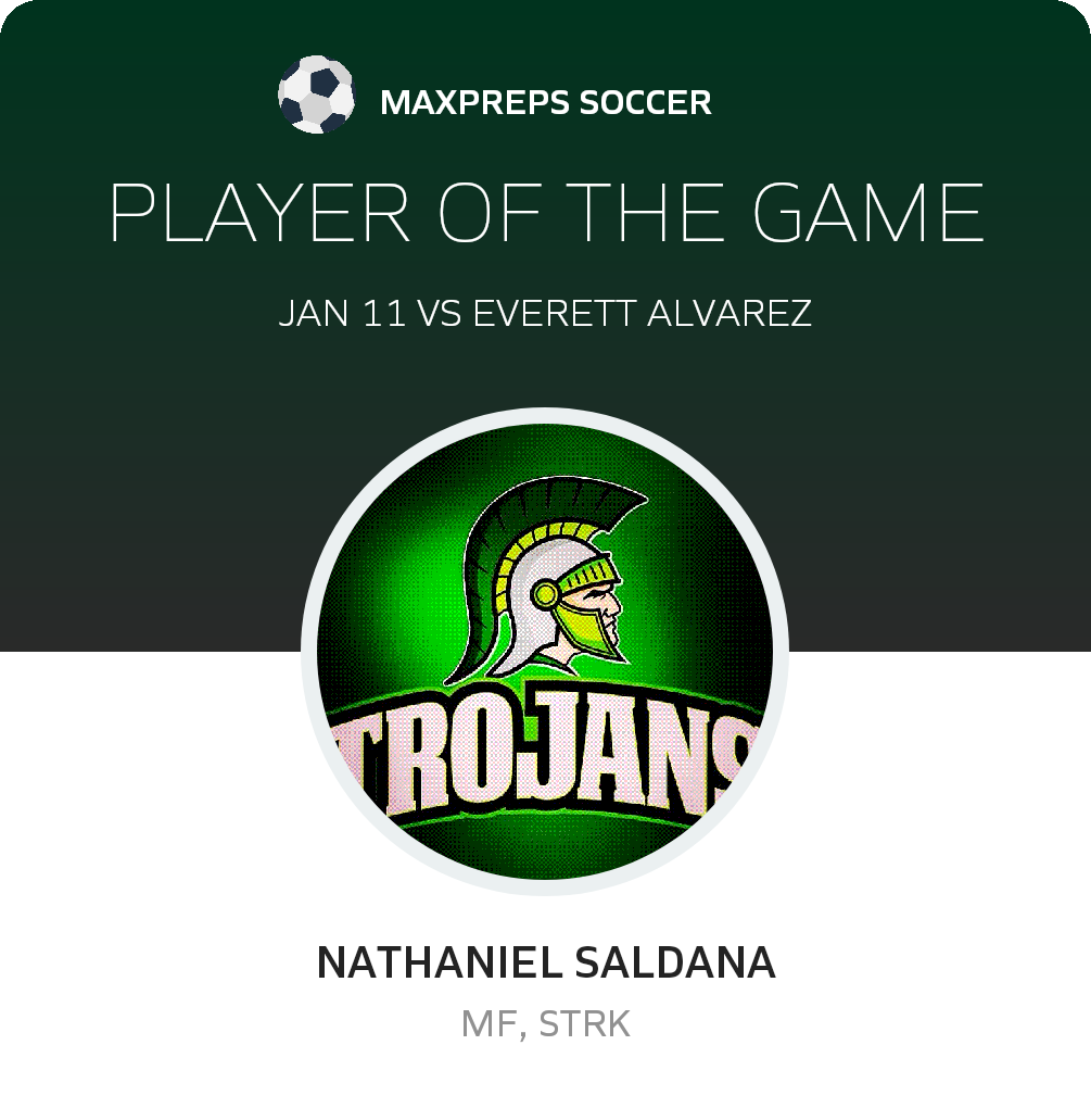 #10 Nathaniel Saldana Player of the Game badge