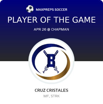 #15 Cruz Cristales Player of the Game badge