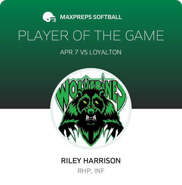 #4 Riley Harrison Player of the Game badge