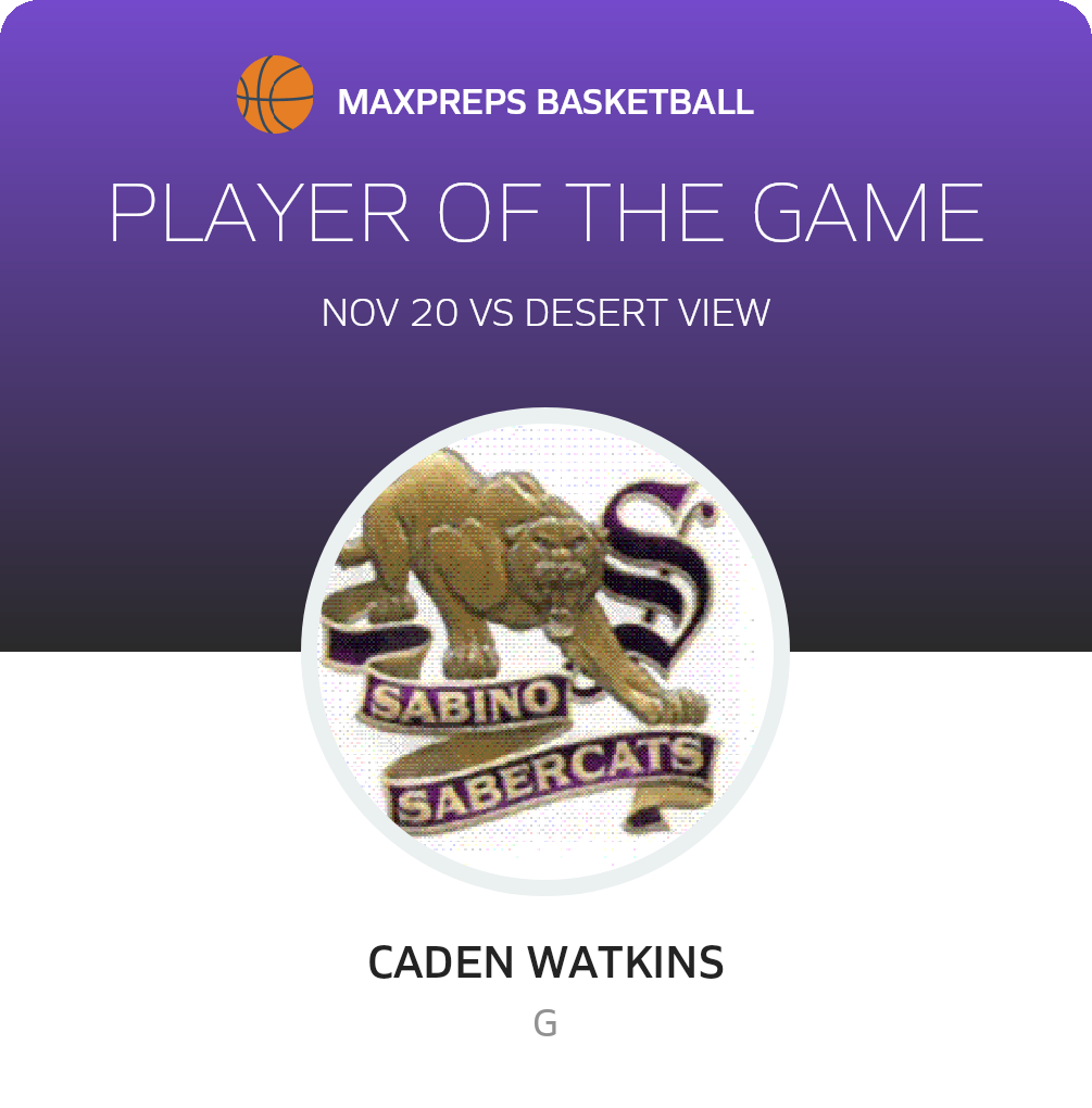 #11 Caden Watkins Player of the Game badge