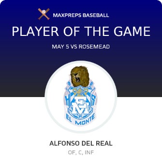 #9 Alfonso Del Real Player of the Game badge