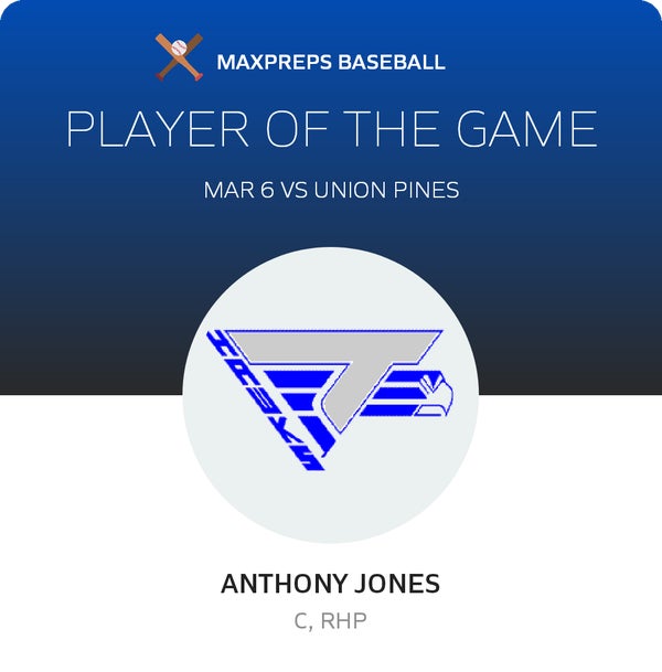 #12 Anthony Jones Player of the Game badge
