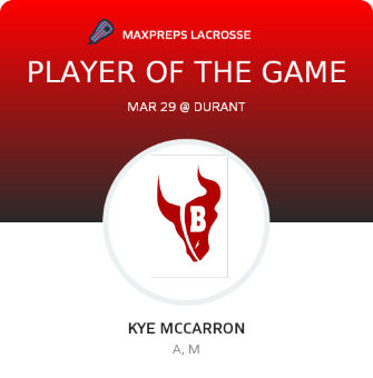 #3 Kye Mccarron Player of the Game badge