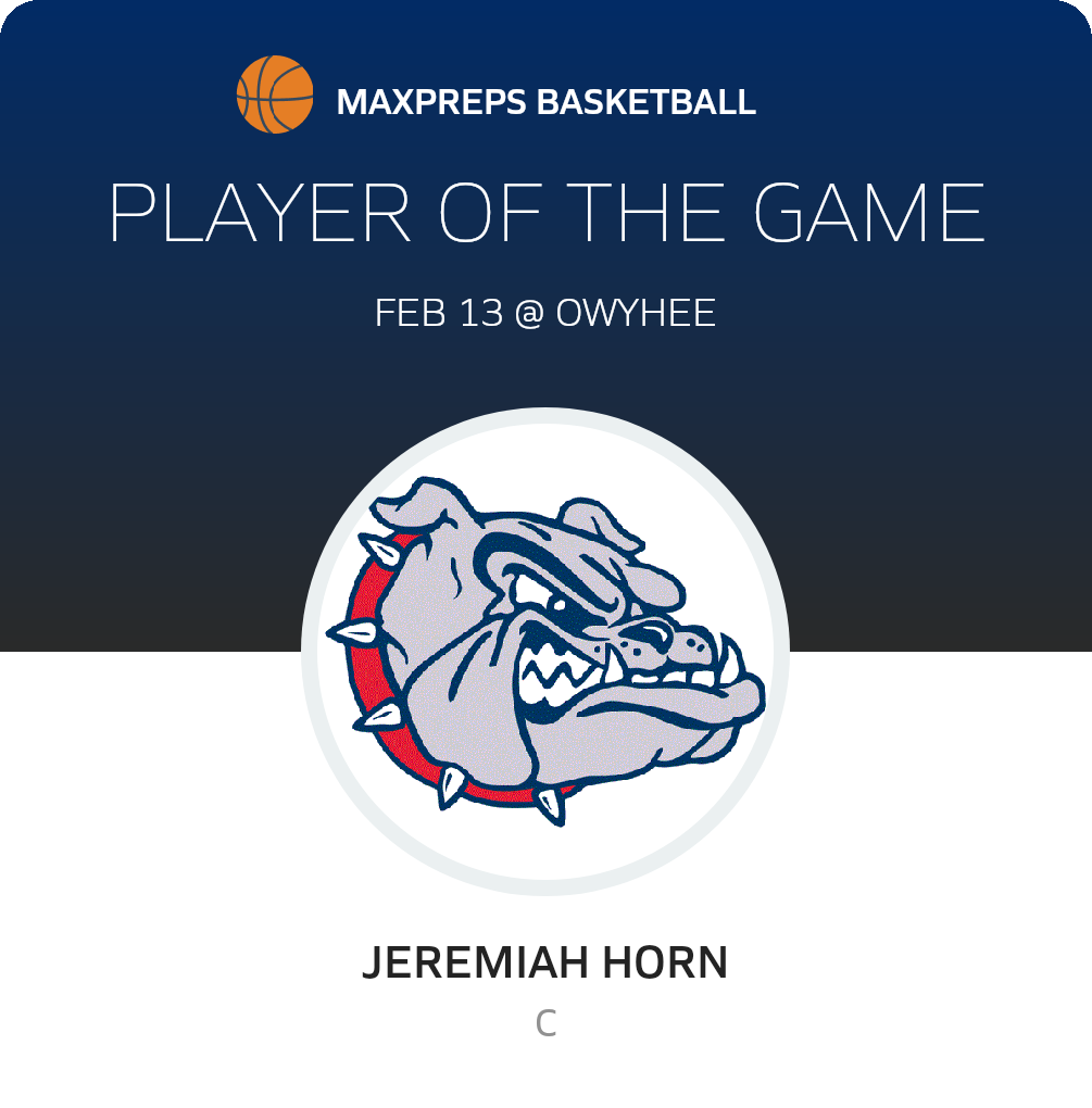 #52 Jeremiah Horn Player of the Game badge